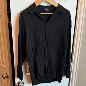 Boohoo Mens Textured Black Shirt Jacket